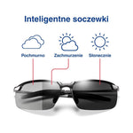 Zmiana koloru czarnych okularów od przezroczystych do przyciemnionych