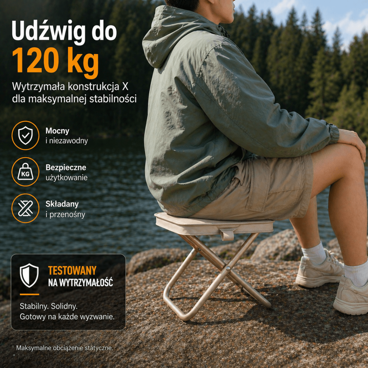Przenośne Krzesło Kempingowe Składane - Lekka Konstrukcja, Szybki Montaż, Ergonomiczne Siedzenie 8